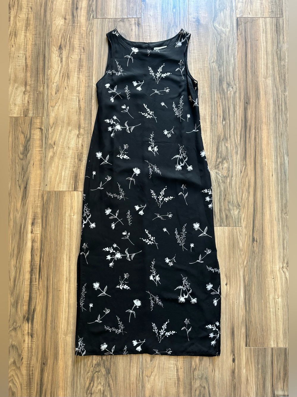 Vintage Lord & Taylor 100% Silk Floral Maxi Dress Size 4 Side Slit Long Dress